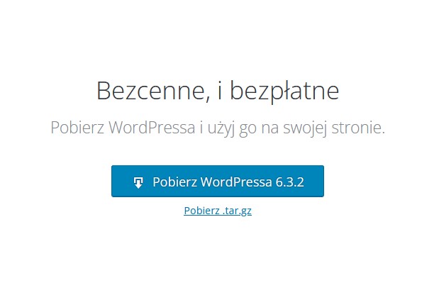 Zdjęcie przycisku umożliwiającego pobranie archiwum systemu CMS Wordpress